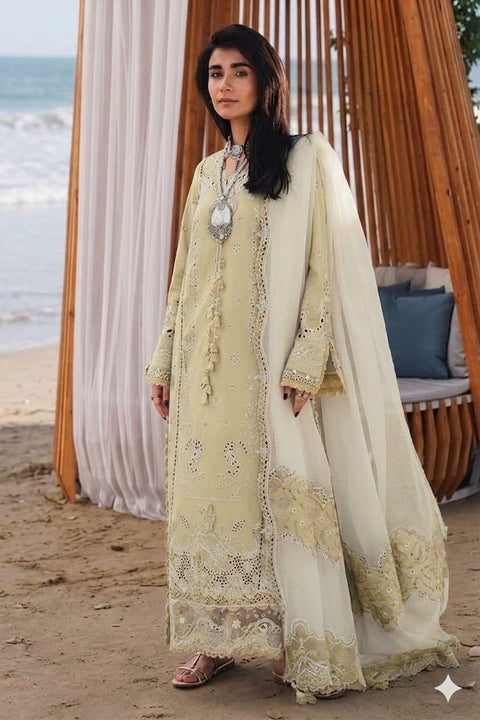 QALAMKAR - 3PC LAWN EMBROIDERED SHIRT WITH JACQUARD WEAVED EMBROIDERED DUPATTA AND COTTON TROUSER -SA-08 ZAYNA