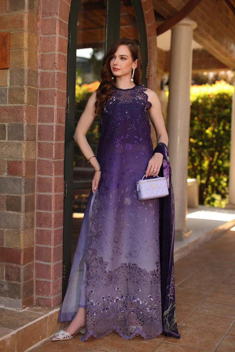 Noor-eid-luxe - 3 Piece Unstitched Embroidered Lawn Suit D4 - A - Seraphine