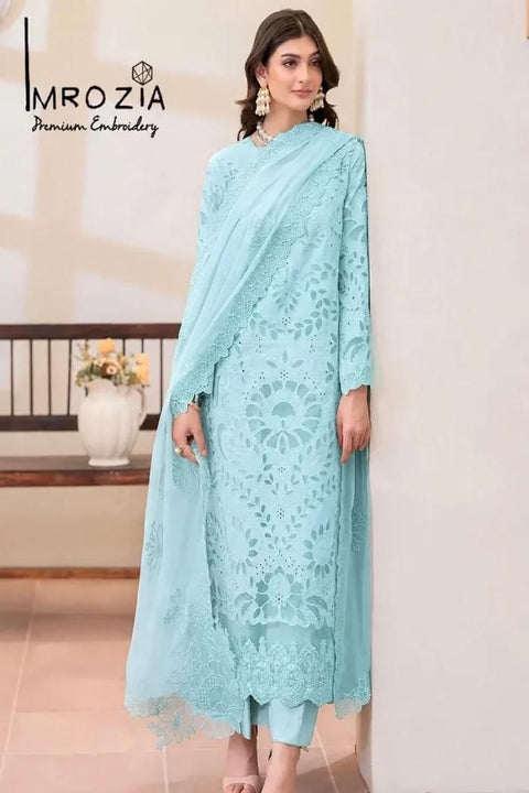 Imrozia Luxury Embroidered Lawn Unstitched 3Pc Suit-Lavender Grace