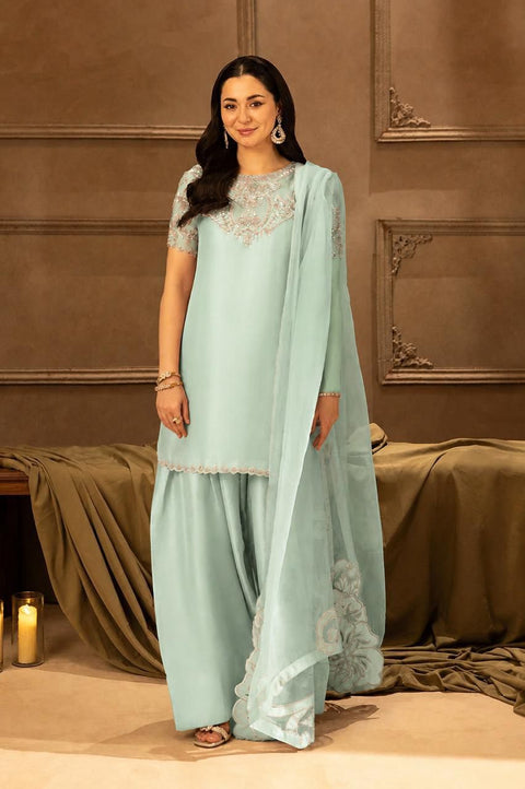 Murk - 3PC LUXURY SILK EMBROIDERED FRONT WITH EMBROIDERED DUPATTA AND TROUSER - BELLA 1