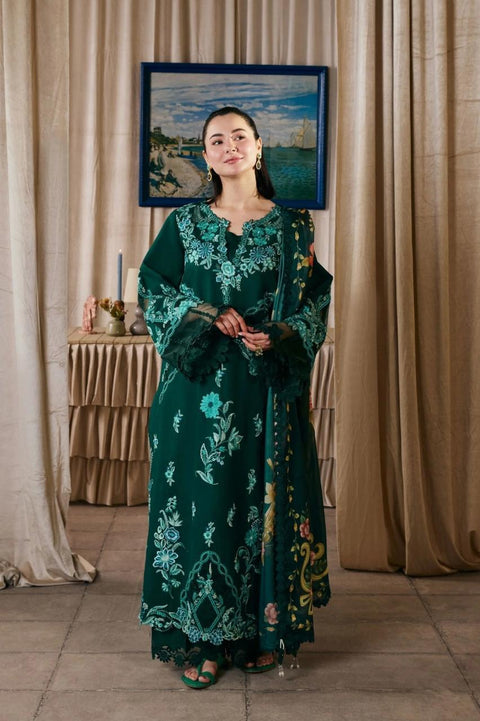 Maryam Hussain - 3-piece luxury unstiched embroidered dress- dhannk dress with Pashimna Shawl (Maher)