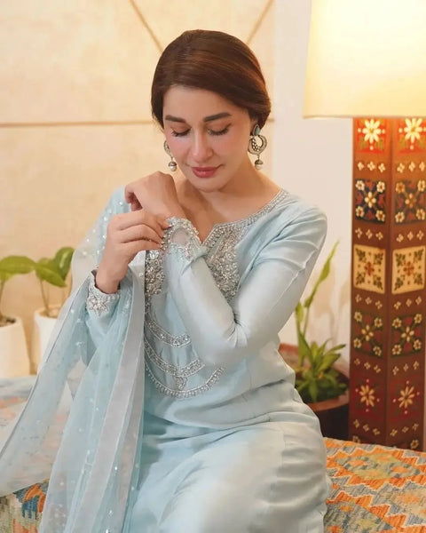 KAPRANG Luxury Silk Embroidered 3Pc Unstitched Suit  KHUWAB