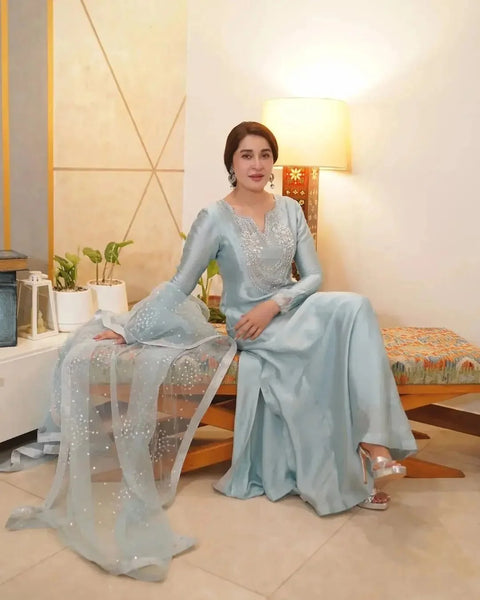 KAPRANG Luxury Silk Embroidered 3Pc Unstitched Suit  KHUWAB