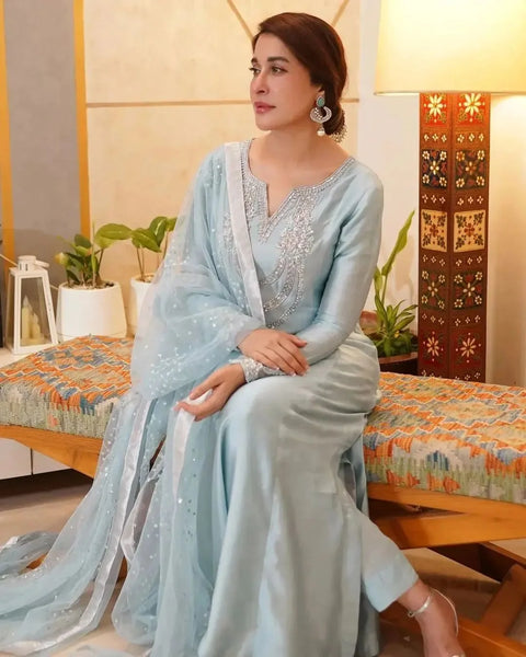 KAPRANG Luxury Silk Embroidered 3Pc Unstitched Suit  KHUWAB
