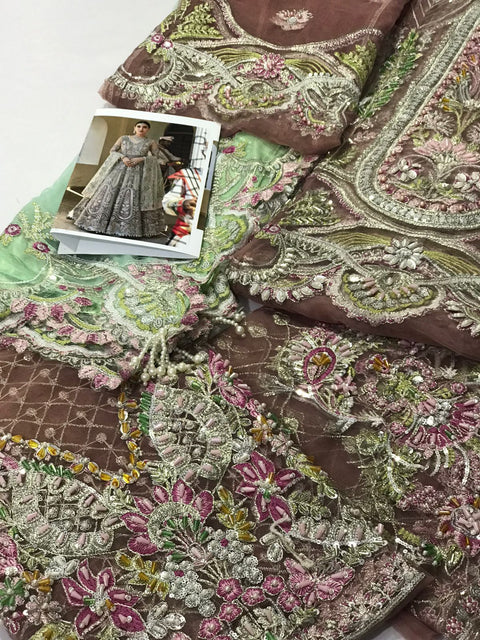 ELAF - Unstitched Embroidered Chiffon Suit - Veer Di Wedding - Luxury Bridal - EVW#01 (Shehr Bano)