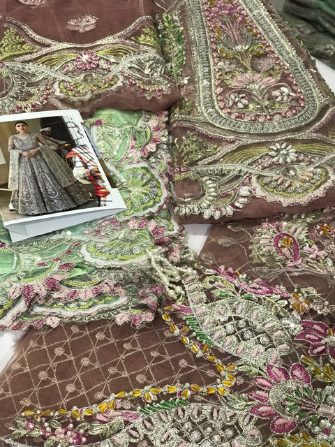 ELAF - Unstitched Embroidered Chiffon Suit - Veer Di Wedding - Luxury Bridal - EVW#01 (Shehr Bano)