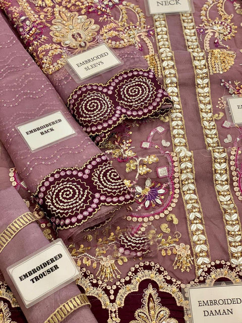 ELAF - WEDDING COLLECTION 3PC UNSTITCHED EMBROIDERED ORGANZA WEDDING COLLECTION - UF-526-PINK