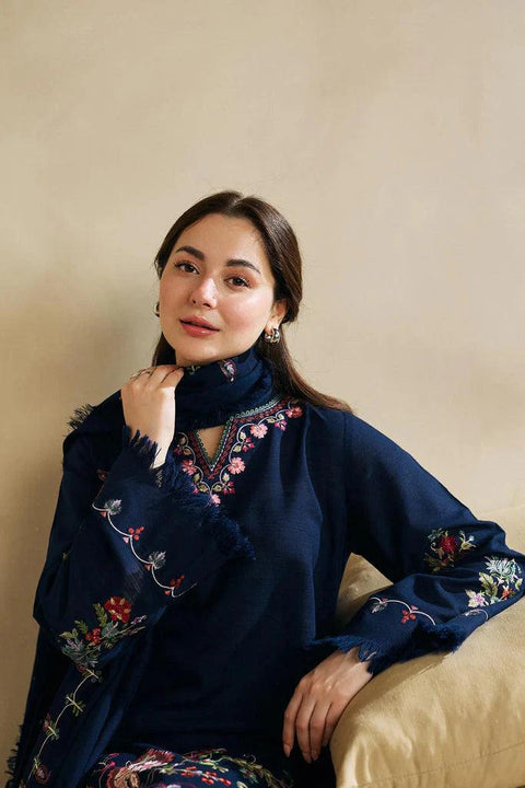 ZARA SHAHJAHAN - 3PC LAWN EMBROIDERED SHIRT WITH LAWN EMBROIDERED SHAWL AND TROUSER - KPR 0384