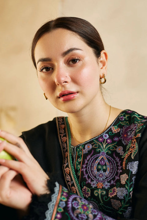ZARA SHAHJAHAN - 3PC DHANAK EMBROIDERED SHIRT WITH DHANAK EMBROIDERED SHAWL AND TROUSER - KPR 0381