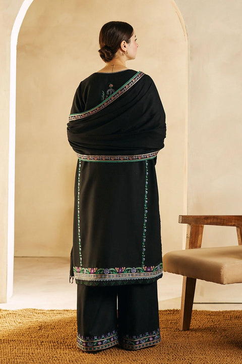 ZARA SHAHJAHAN - 3PC DHANAK EMBROIDERED SHIRT WITH DHANAK EMBROIDERED SHAWL AND TROUSER - KPR 0381