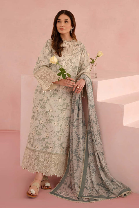 AFROZE -3 Piece Unstitched Chickenkari Embroidered Lawn Suit | Kylon