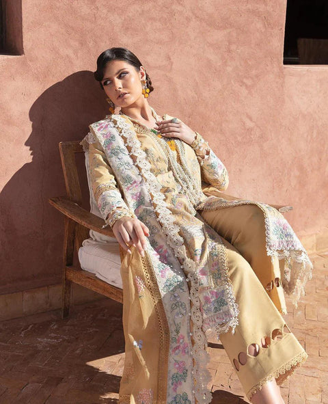 REPUBLIC WOMENSWEAR - 3PC LUXURY LINEN EMBROIDERED SHIRT WITH EMBRIODERED DUPATTA AND TROUSER - 399