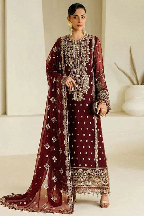 Alizeh - 3-piece luxury unstiched embroidered dress- Chiffon  (AF-BHM-4071-Lira)