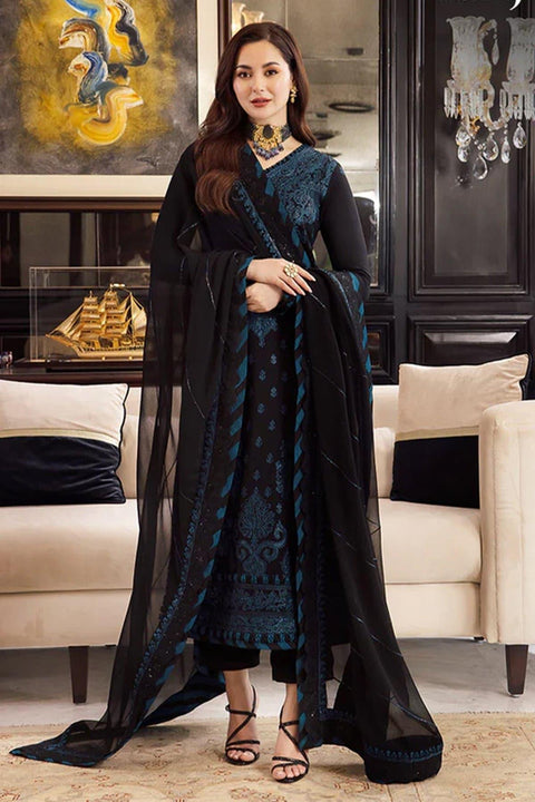 ASIM JOFA - 3PC LAWN EMBROIDERED SHIRT WITH CHIFFON EMBROIDERED DUPATTA AND TROUSER - HZG1609 - Kaprang