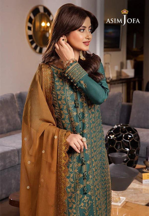 ASIM JOFA - 3PC LAWN EMBROIDERED SHIRT WITH Embroidered DUPATTA AND TROUSER - KPR3018 - Kaprang