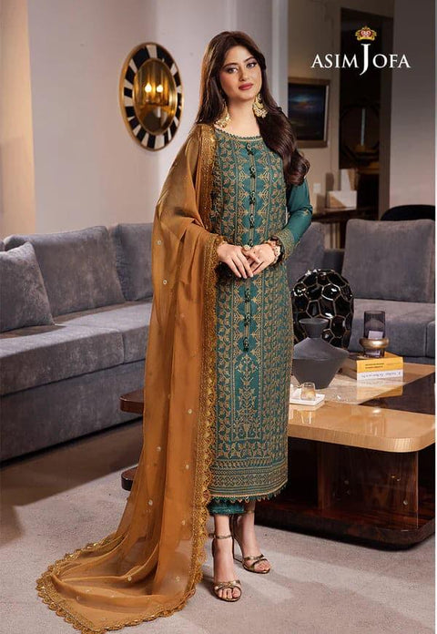 ASIM JOFA - 3PC LAWN EMBROIDERED SHIRT WITH Embroidered DUPATTA AND TROUSER - KPR3018 - Kaprang
