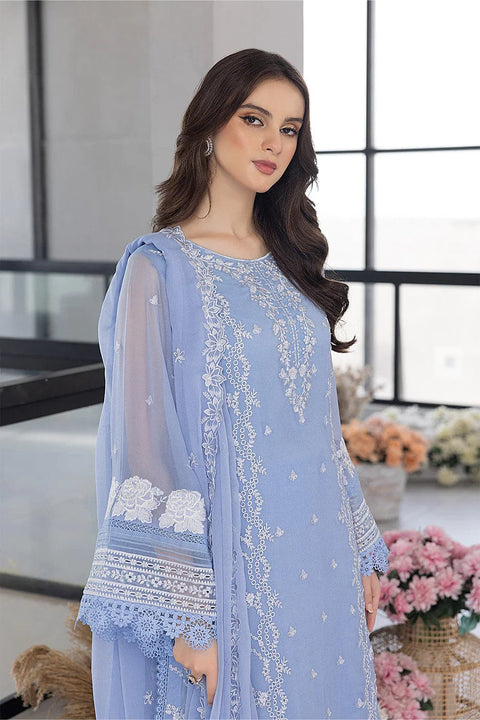 AZURE - 3PC LAWN EMBROIDERED SHIRT WITH CHIFFON EMBROIDERED DUPATTA AND TROUSER - HZG1556 - Kaprang