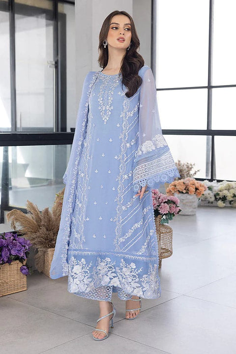 AZURE - 3PC LAWN EMBROIDERED SHIRT WITH CHIFFON EMBROIDERED DUPATTA AND TROUSER - HZG1556 - Kaprang