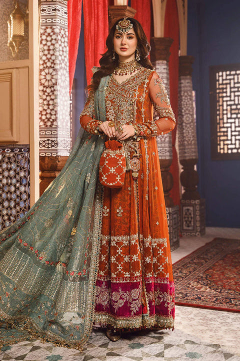 Maria B - Unstitched MBROIDERED - Burnt Orange, Fuchsia Pink (BD-2506)