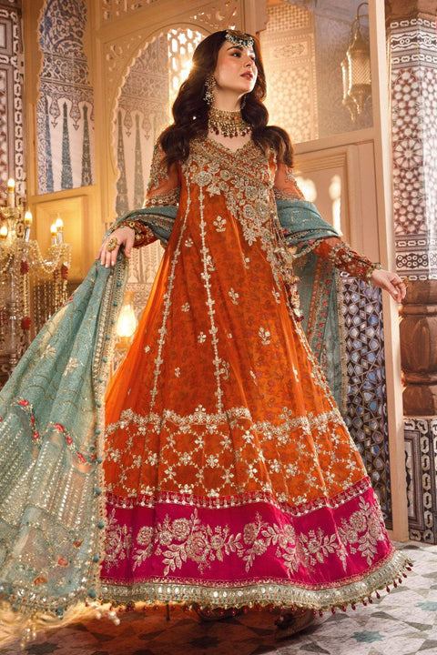 Maria B - Unstitched MBROIDERED - Burnt Orange, Fuchsia Pink (BD-2506)
