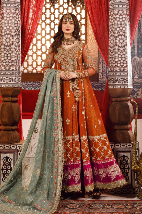 Maria B - Unstitched MBROIDERED - Burnt Orange, Fuchsia Pink (BD-2506)