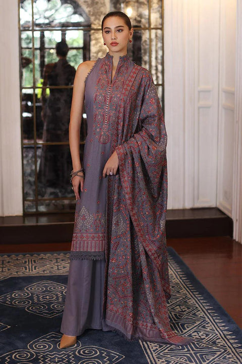 Bareeze - 3PC DHANAK EMBROIDERED SHIRT HEAVY EMBROIDERED SHAWL DUPATTA AND TROUSER- KPR 042