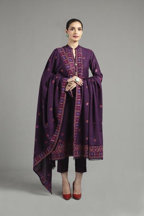 Breeze- 3PC DHANAK EMBROIDERED SHIRT DHANAK HEAVY EMBROIDERED SHAWL DUPATTA AND TROUSER - KPR 018