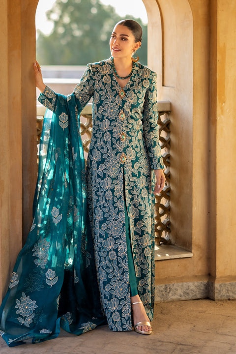 BAREEZE - 3PC LAWN EMBROIDERED SHIRT WITH CHIFFON EMBROIDERED DUPATTA- CH5062-T-Green