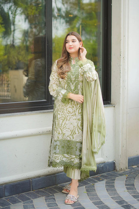 ANEELA - 3 Piece Unstitched Embroidered Lawn Suit - GP-01