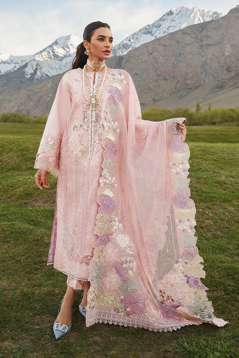 Crimson Embroidered Lawn Suits Unstitched 3 Piece YL 5B Seafoam - Pleated Perfection - D4 B