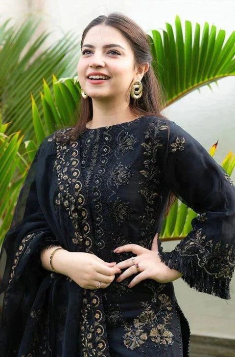 DANANEER - 3PC LAWN EMBROIDERED SHIRT WITH ORGANZA EMBROIDERED DUPATTA - HZG1004 - Kaprang