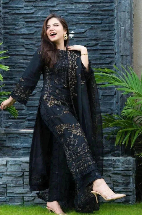 DANANEER - 3PC LAWN EMBROIDERED SHIRT WITH ORGANZA EMBROIDERED DUPATTA - HZG1004 - Kaprang