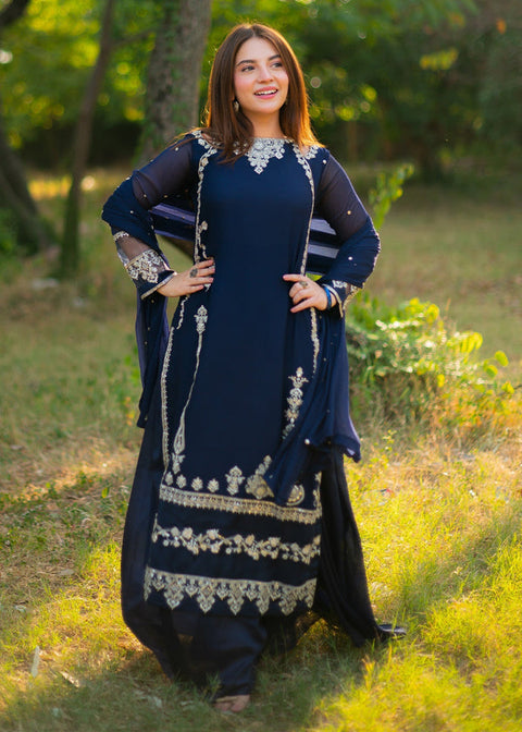 AGHA NOOR -  LUXURY EMBROIDERED CHIFFON FORMALS - Zarpash