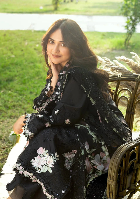 Elaf Premium - 3-piece luxury unstiched embroidered dress- dhannk dress with Pashimna Shawl (ELY-2B)