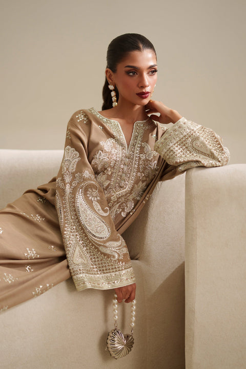 ETHNIC -  Luxury Silk Embroidered 3Pc Unstitched Kaftan | 007