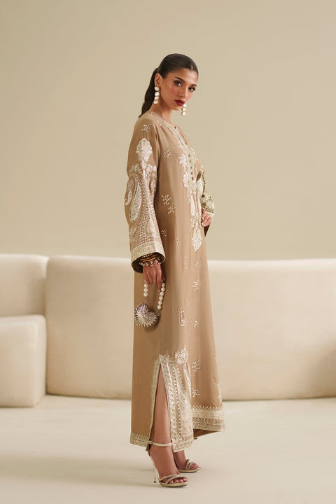 ETHNIC -  Luxury Silk Embroidered 3Pc Unstitched Kaftan | 007