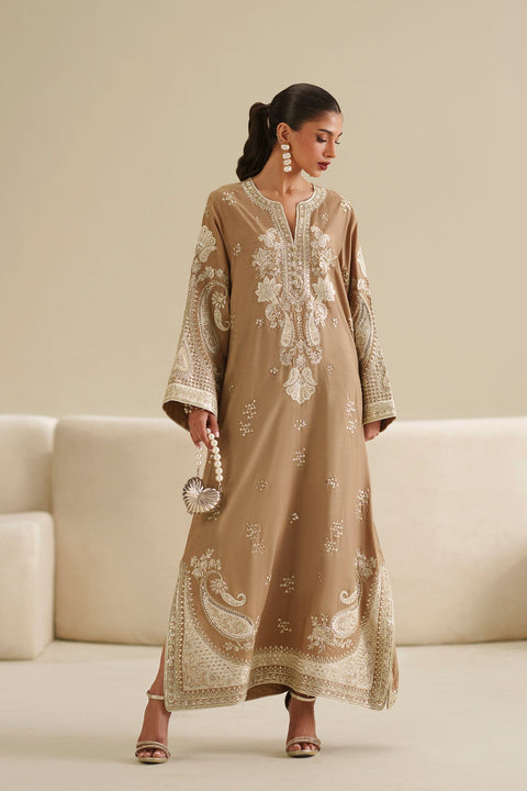 ETHNIC -  Luxury Silk Embroidered 3Pc Unstitched Kaftan | 007