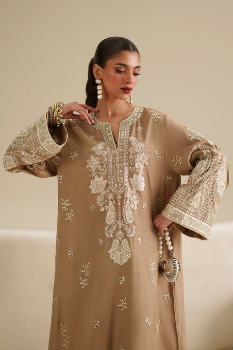 ETHNIC -  Luxury Silk Embroidered 3Pc Unstitched Kaftan | 007