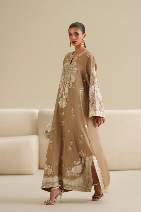ETHNIC -  Luxury Silk Embroidered 3Pc Unstitched Kaftan | 007