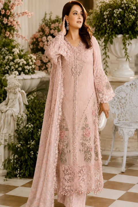 MARIA B - 3 Piece Unstitched Embroidered Chiffon Suit | MPC-26-107 PINK