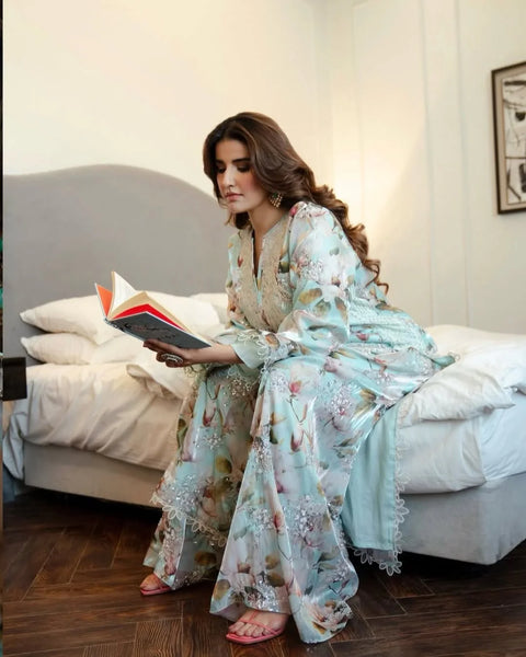 Aneelas Embroidered Lawn 3 Pc Unstitched Collection ICE BLUE