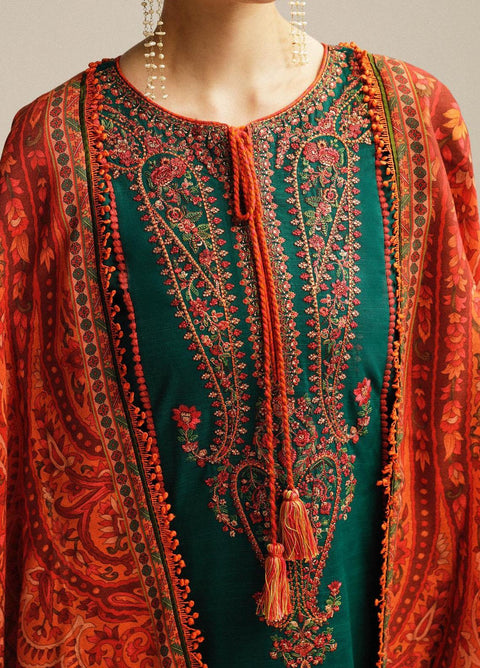 Hussain Rehar Embroidered Dhanak Suits Unstitched 3 Piece Marjaan - Winter Collection