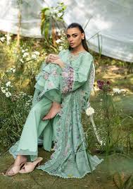 Elaf Premium - 3-piece luxury unstiched embroidered dress- dhannk dress with Pashimna Shawl (Daisy Chain)