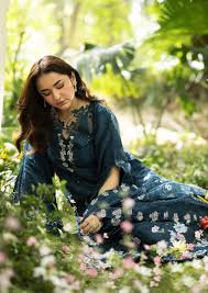 Elaf Premium - 3-piece luxury unstiched embroidered dress- dhannk dress with Pashimna Shawl (ELQ-3B)