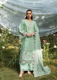 Elaf Premium - 3-piece luxury unstiched embroidered dress- dhannk dress with Pashimna Shawl (Daisy Chain)