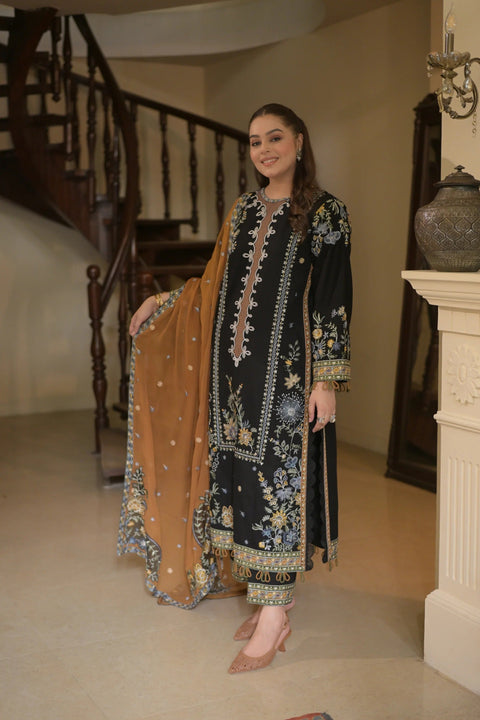 Aneelas  - 3-piece luxury unstiched embroidered dress- (KR-26-03)