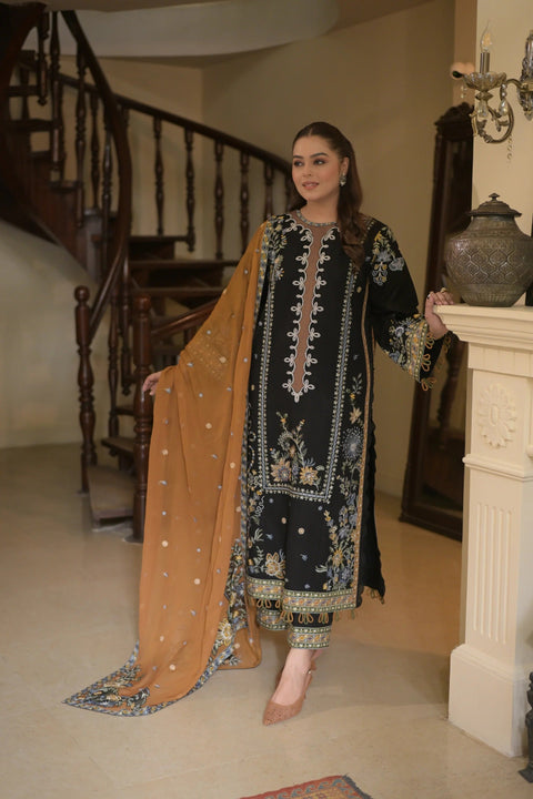 Aneelas  - 3-piece luxury unstiched embroidered dress- (KR-26-03)