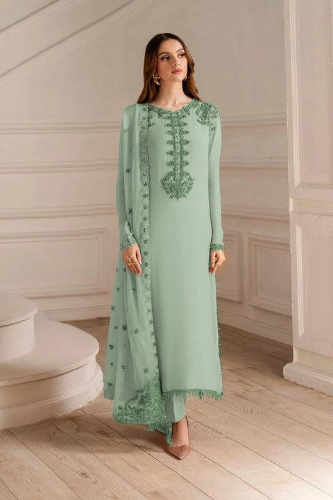 Iznik - 3-piece luxury unstiched chiffon embroidered dress- ( UE-478)