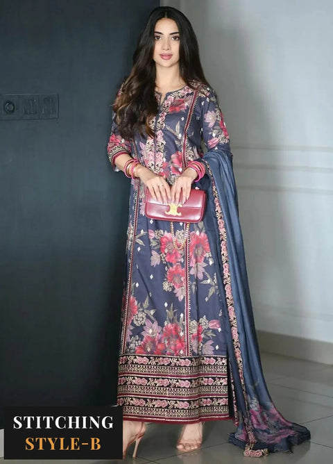 IZNIK - 3PC LAWN EMBROIDERED SHIRT WITH MANAAR PRINTED DUPATTA AND TROUSER - SFL-12 Resplendence