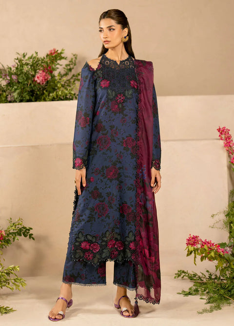 IZNIK - 3 Piece Unstitched Embroidered Printed Suit | BL1